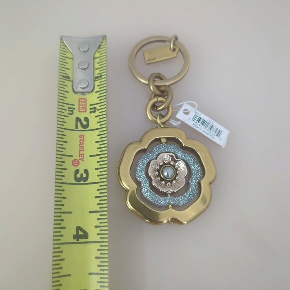 Coach NWT Spinning Tea Rose Bag Purse Charm Key Ring 30711 - Picture 4 of 7